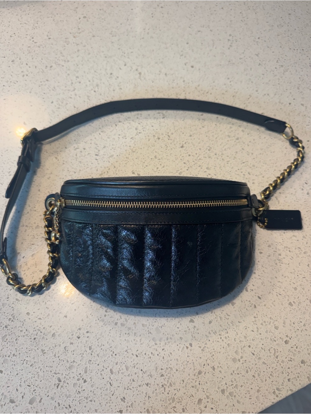 Coach black leather bumbag